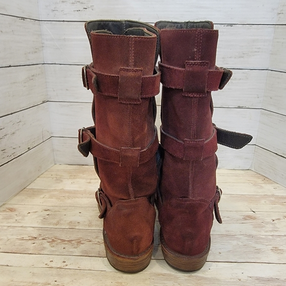 Fiorentini + Baker burgundy suede 3 buckle knee boots - Picture 10 of 13